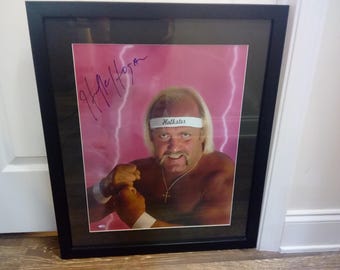 Vintage Wrestling Poster, Hulk Hogan Autographed Framed Photo, Wrestling Memorabilia, Hulkster Era