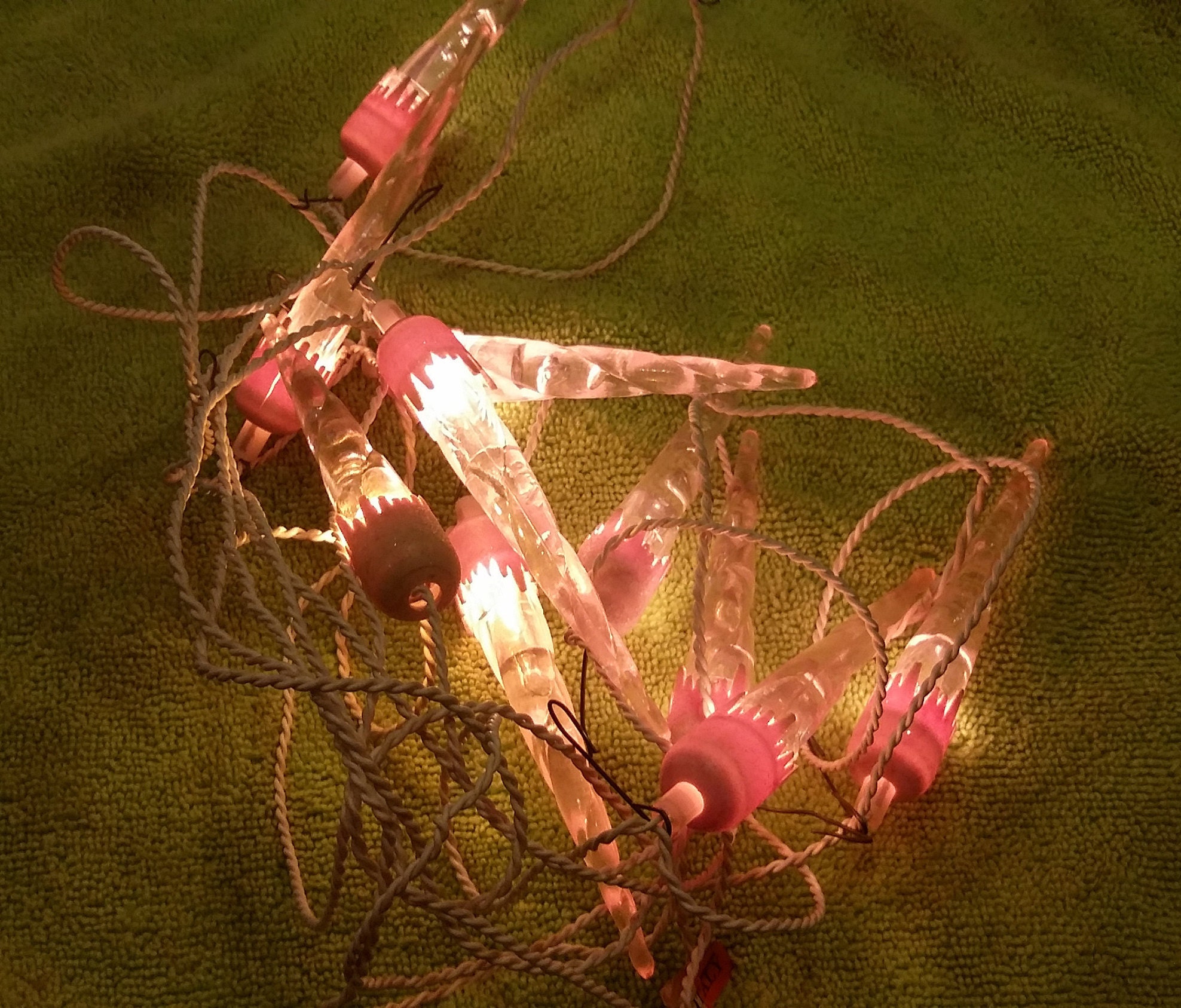 Vintage Genuine Italian Miniature 10 Icicle Indoor Christmas Lights