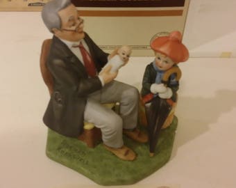 Vintage Danbury Mint Norman Rockwell "Doctor and Doll" Ceramic Collectible Figurine, 1980's