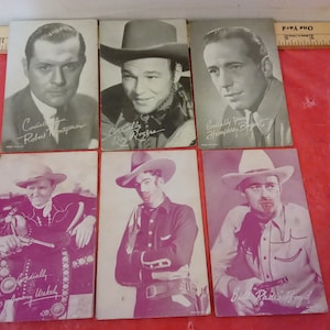 Vintage Movie Star Cards, Roy Rogers, Humphrey Bogart, Robert Montgomery, and Others, Movie Exhibit Cards, 1947 to 1966