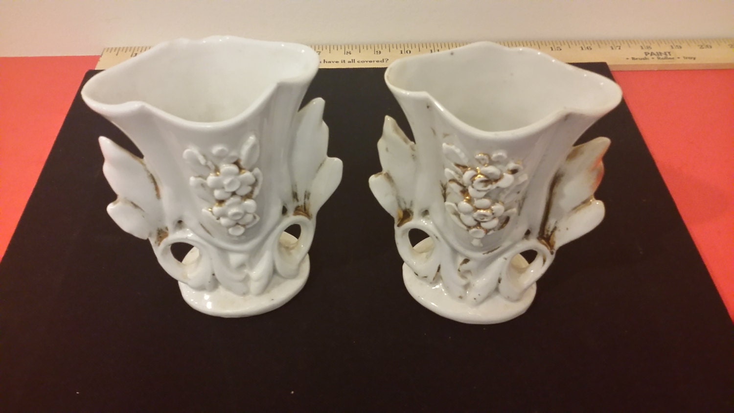 Vintage Flower Vases with Gold Accent