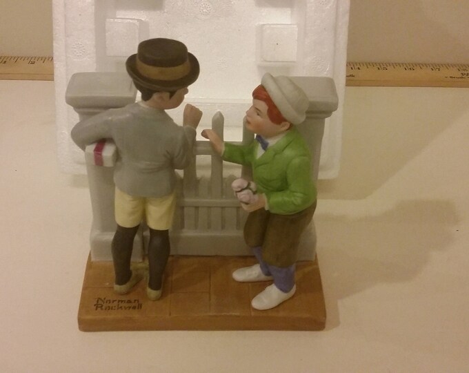 Vintage Figurine, Norman Rockwell's Porcelain Bisque Figurine "The Rivals" Danbury Mint, 1980