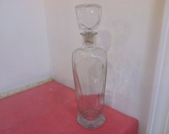 Vintage Liquor Decanters, Various Clear Smooth Glass Decanters, 1970's