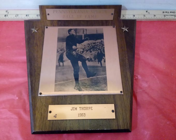 Vintage Sport Trophies/Plagues, Jim Thorpe 1963, Termite Football St. Gerard, 1968, Baseball 1955, Maryland Harness 1981, and Others