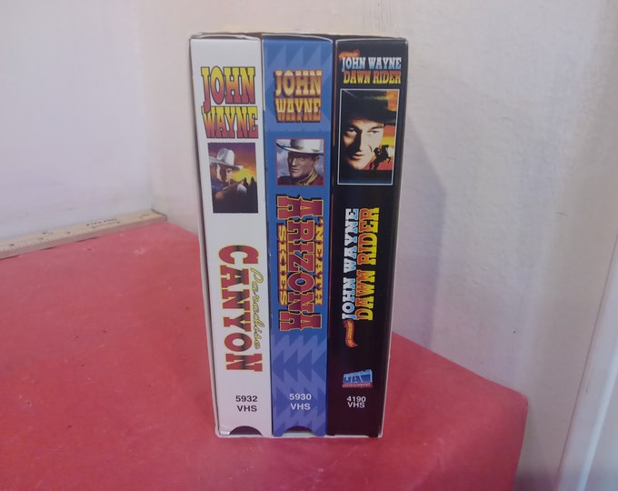 Vintage VHS Movie Tape, Three Movies "Paradise Canyon, Dawn Rider, and 'Neath Arizona Skies, John Wayne, 1997#