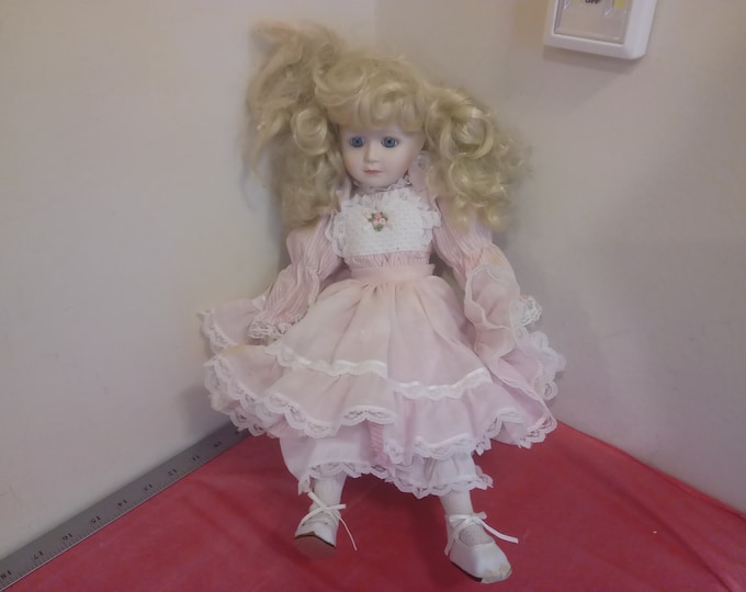 Vintage Cindy M. McClure Porcelain Sitting Doll, 1980's