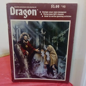 Vintage Roleplaying Magazines, Dragon Magazine by TSR, Various Issues in the 40&#39;s and 50&#39;s, 1980&#39;s