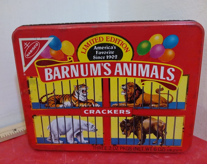 Vintage Tin Container, Barnum's Animal Crackers Tin by Nabisco, 1989