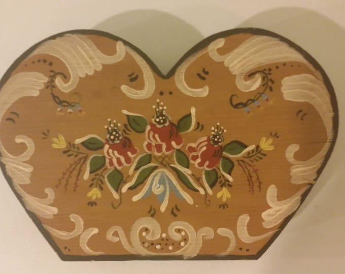 Handpainted Heart Shaped Candle Holder, 1970's