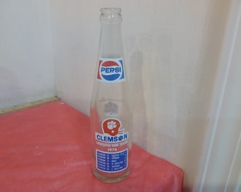 Vintage Soda Bottles, Pepsi-Cola Clemson Bottle 12 oz, Diet Pepsi 12 oz, and Cheerwine Bottle 8 oz, 1970's