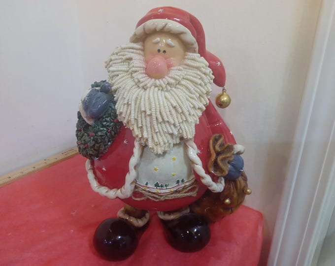 Vintage Christmas Decor, Large Hand Painted Santa Claus or Mrs. Claus Figurines, Made in China, 1990's