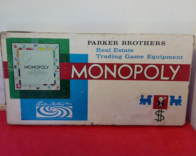 Vintage Board Game, Monopoly Game by Parker Brothers, 1961