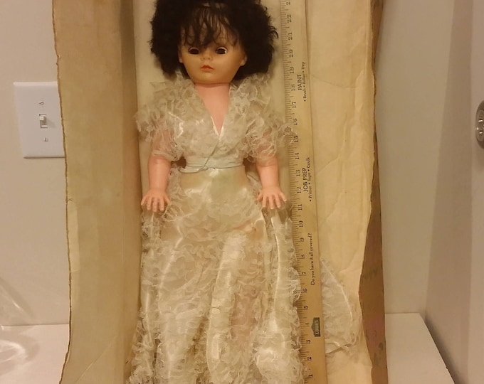 Vintage Wedding Bride Doll, 24" Tall, Wedding Dress, 1960s