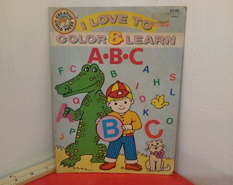 Vintage Coloring Book, I love to Color & Learn "A-B-C", 1990