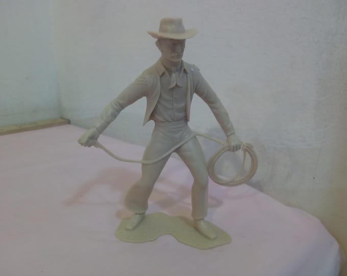 Vintage Large Plastic Cowboys, Louis Marx PlastiMarx Toy Cowboys, Sheriff or Rifleman Figure or Cowboy with Rope, 1960's