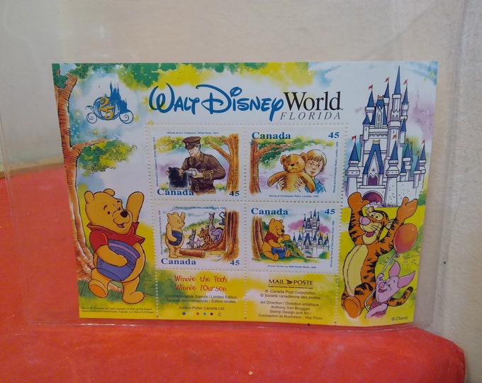 Vintage Postage Stamps, Walt Disney's Winnie the Pooh Stamps, Canadian Collector Stamps with COA