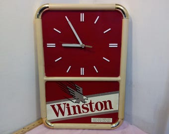 Vintage Advertisement Wall Clock, Tobacco Wall Clock "Winston" Advertising Clock with Eagle