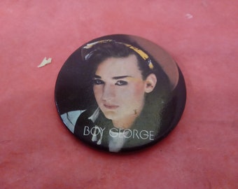 Vintage Pushback Pins, Rock Bands Pushback Pins "Police", "Boy George" and Others, 1980's#