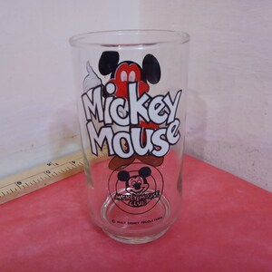 ヴィンテージ カートゥーン グラス、ウォルト ディズニーのミッキー マウス グラス、ミッキー マウス クラブ グラス、1970 年代#