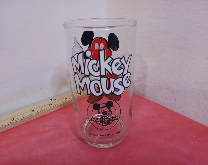 Vintage Cartoon Glass, Walt Disney's Mickey Mouse Glass, Mickey Mouse Club Glass, 1970's#