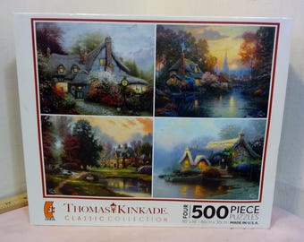 Collector Puzzles by Thomas Kinkade, Four Different Kinkade Puzzles in Same Box by Ceaco, Never Opened, 2010