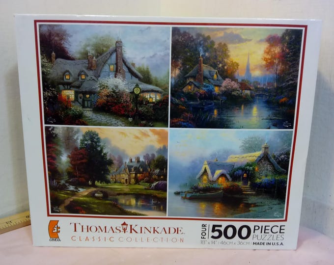 Collector Puzzles by Thomas Kinkade, Four Different Kinkade Puzzles in Same Box by Ceaco, Never Opened, 2010