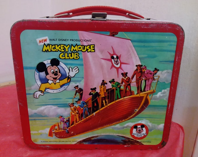 Vintage Lunchbox, Original Mickey Mouse Club TV Cast Metal Lunchbox by Aladdin, 1977#