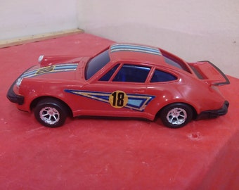 Vintage Plastic Toy Car, Porsche #18 by Modern Toys, Made in Hong Kong