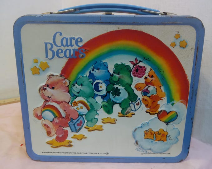 Vintage Metal Lunchbox, Aladdin Metal Lunchbox "Care Bears" with Thermos, 1983