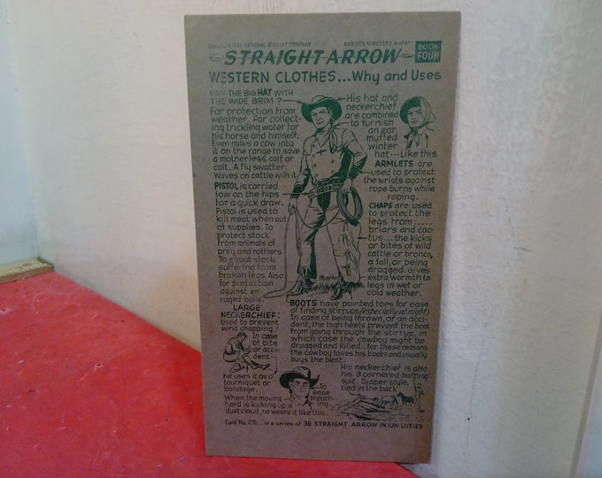 Vintage Reference Card, Nabisco Shredded Wheat "Straight Arrow", Book Four Cards, 1952