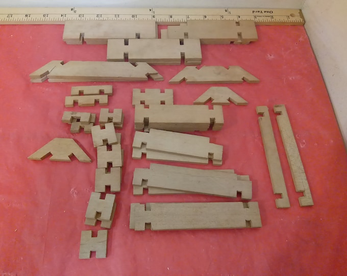 Vintage Toy Building Pieces, Wooden House or Bridge Building Interlocking Pieces#