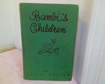 Vintage Children's Book or Activity, Disney's Bambi's Children Book by Felix Salten or Walt Disney Character Plaks "Bambi"