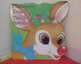 Vintage Softcover Book, A Golden Super Shape Book "Rudolph the Red-Nosed Reindeer", 1972