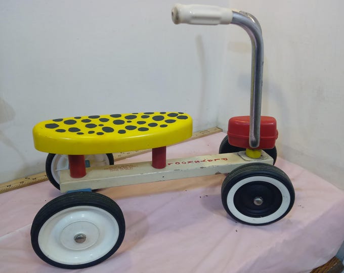 Vintage Child's Scooter, Playskool Giraffe Wooden Ride on Toy Four Wheel Bike, 1950/60's