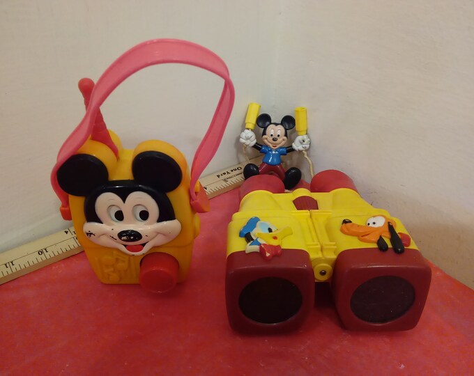 Vintage Disney Items, Illeco Pre-School Walt Disney Wind Up Music Mickey Mouse and Donald Duck/Pluto Binoculars