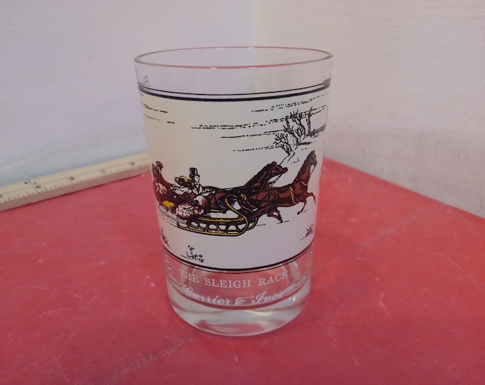 Vintage Collector Glass, Arby's Collector Glass, Currier & Ives "The Sleigh Race", Museum of New York, 1980's