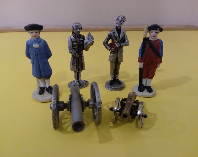 Vintage Railroad or Military Figures, Pewter and Ceramic, 1980's