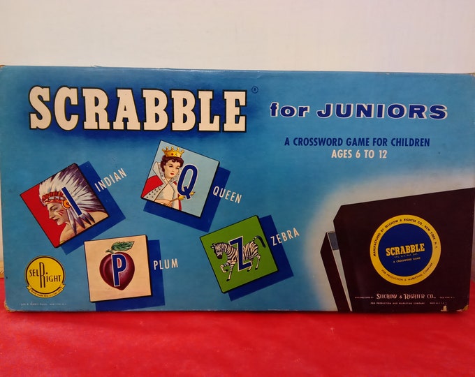 Vintage Board Game, Scrabble for Juniors, Ages 6 to 12, Published by Selchow & Righter Co., 1958#