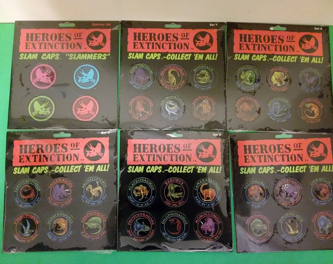 Heroes of Extinction Slam Caps and Slammers, Set 5 thru 9 and Slammers, 1996