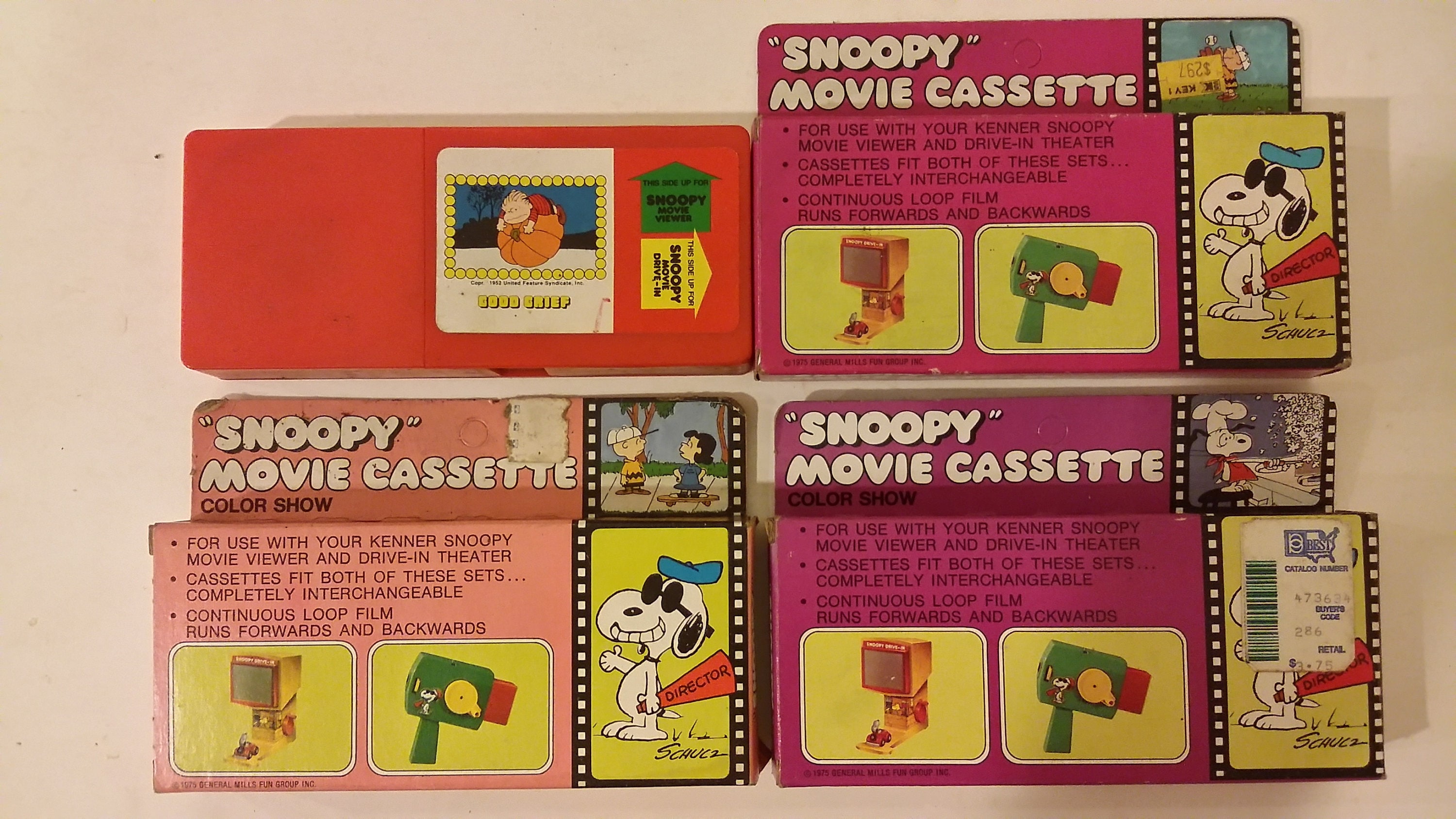 Vintage Peanuts Snoopy Movie Viewer and Movie Cartridges, General Mills