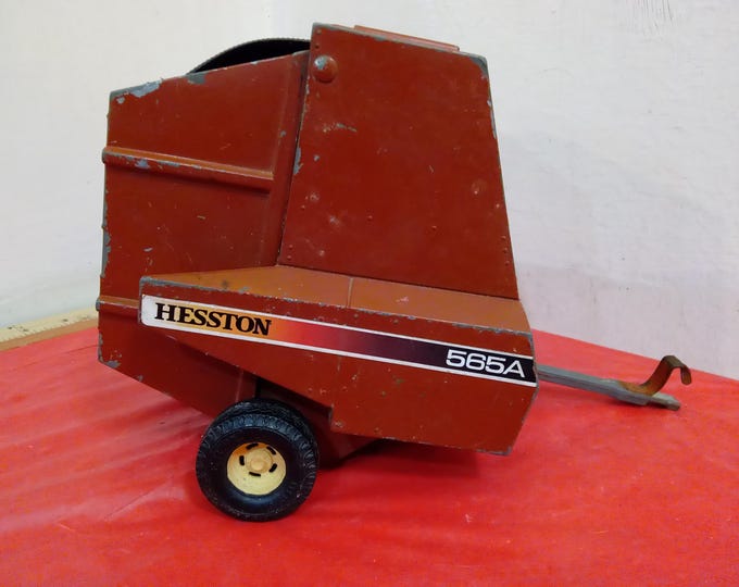 Vintage Metal Toy Tractor Trailers, Hesston 565A, Red or Blue Hauling Trailer, or Smaller Trailer