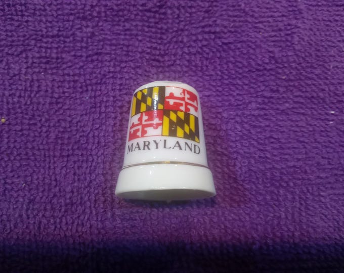 Vintage Bone China Collector Thimbles, States "Arizona or Maryland", Bahamas, and Flower Thimbles