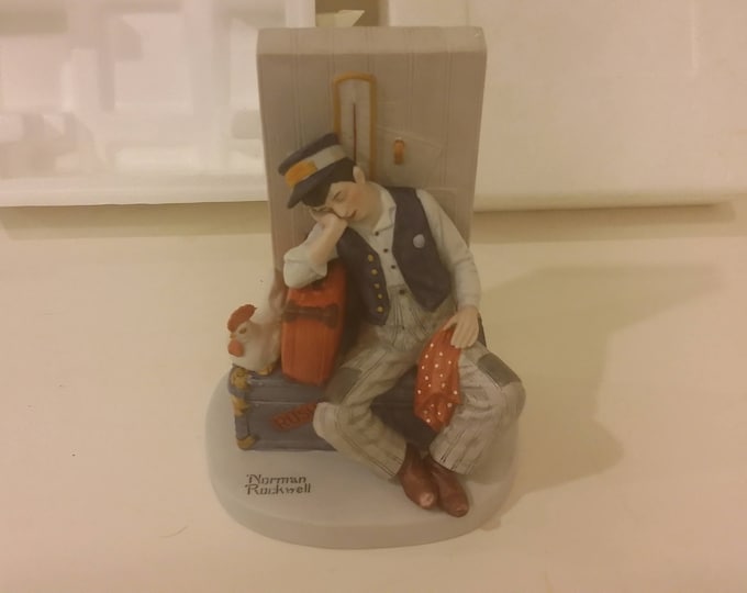 Norman Rockwell Porcelain Figurines 'Asleep On The Job' The Danbury Mint, 1980's