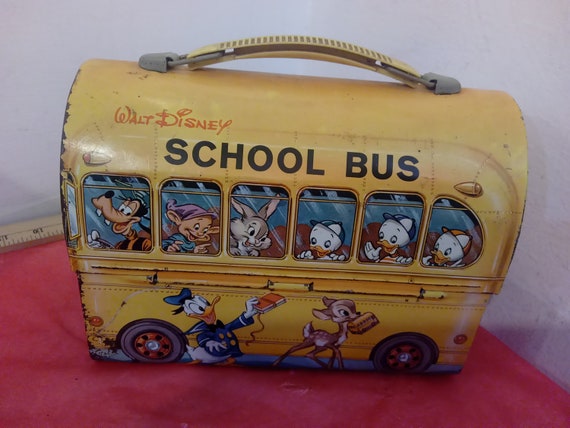 Vintage Lunchbox, Walt Disney School Bus Lunchbox by Aladdin, No