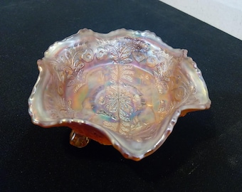 Vintage Candy Dish, Carnival Marigold Candy Dish, Three Footed Candy Dish, 1910's
