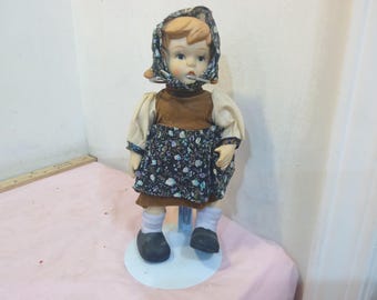 Vintage Porcelain Bisque Dolls, Alpine Girl or Boy Dolls by Price Products from Bellmawr, N.J., Made in Taiwan