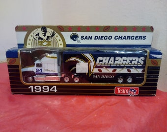 Vintage Toy Vehicles, Die Cast Semi Truck with NFL Teams, San Diego Chargers Die-Cast Semi Truck by Matchbox/White Rose, 1994