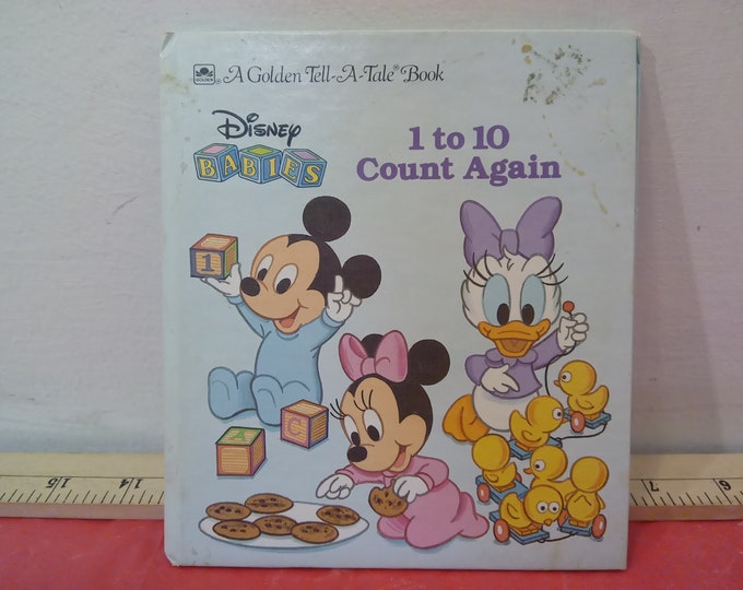 Vintage Children's Book, A Golden Tell-a-Tale Book, Disney Babies "1 to 10 Count Again", 1987