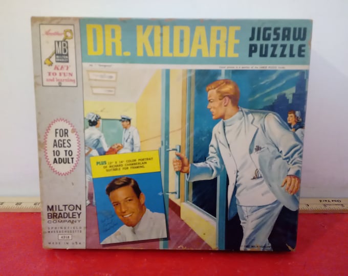Vintage Jigsaw Puzzle, Dr. Kildare Puzzle with Poster by Milton Bradley, 1962
