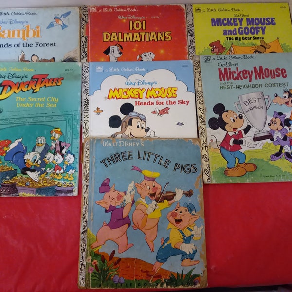 Vintage Children's Books, Little Golden Books, Bambi, Mickey Mouse, Duck Tales, Three Little Pigs, and More